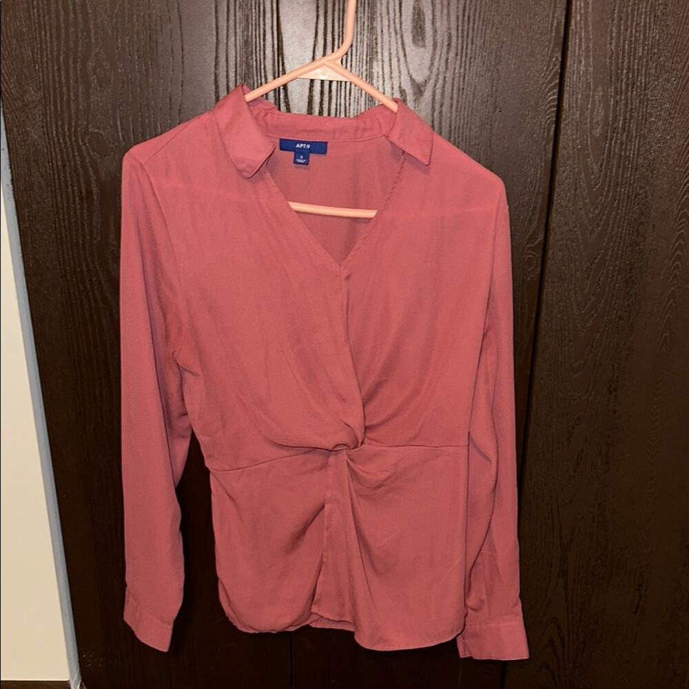Apt. 9 Pink Relaxed Tie Front Blouse - size S